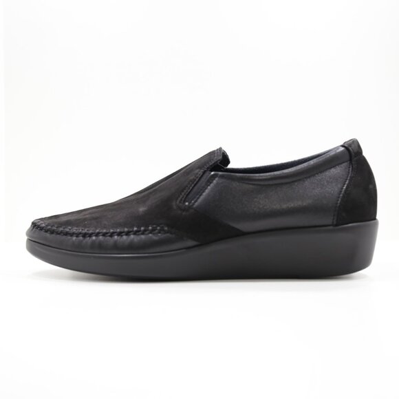 SAS Shoes - SAS Dream Black Leather 2" Hidden Heel Loafers - Women's 11 M